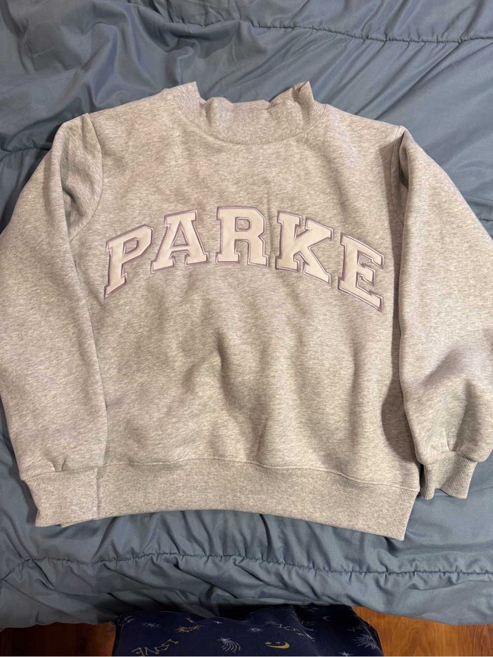 PARKe Embroidered Gray Crewneck Sweatshirt